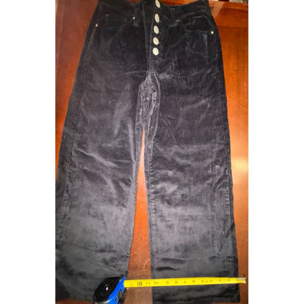 Forever 21 Medium Black Button Fly Corduroy Pants Wide Leg Waist